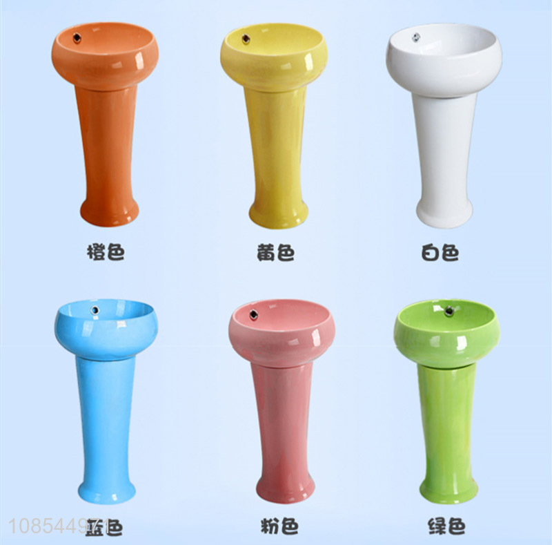 Wholesale colorful kids school porcelain pedestal sink ceramic lavatory