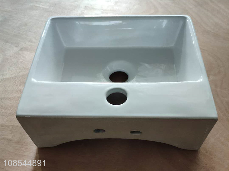 Good quality morden simple counter top ceramic vessel sink with faucet