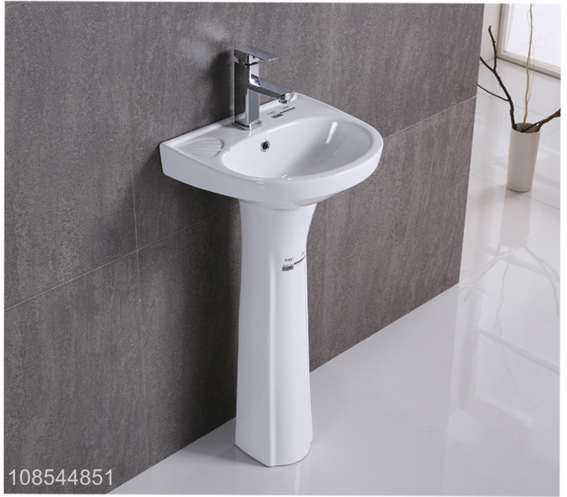 Factory supply white ceramic pedestal bathroom sink washbasin for home