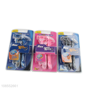 Popular product 3 blades disposable razors with lubricating strip