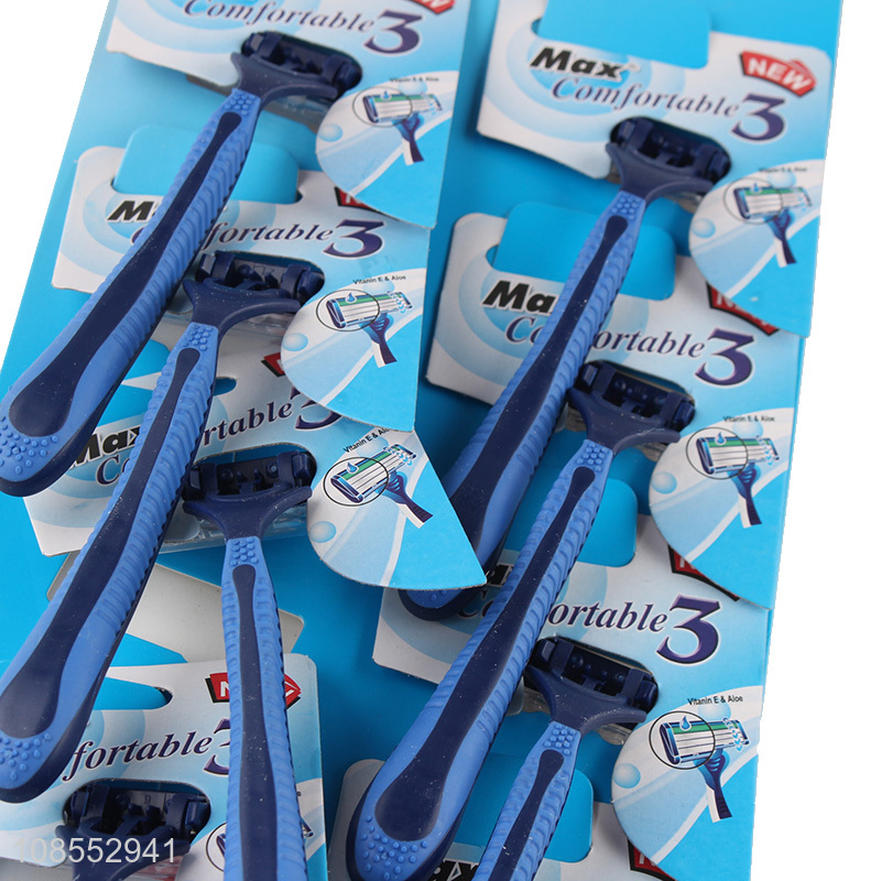 Factory supply triple blades disposable razors for sensitive skin