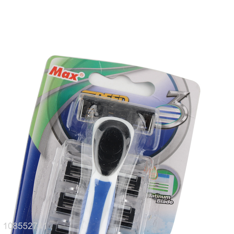 Wholesale 3 blades disposable razors with lubricating strip for smooth shave