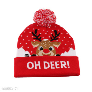 Good quality christmas pompom beanie hats for winter