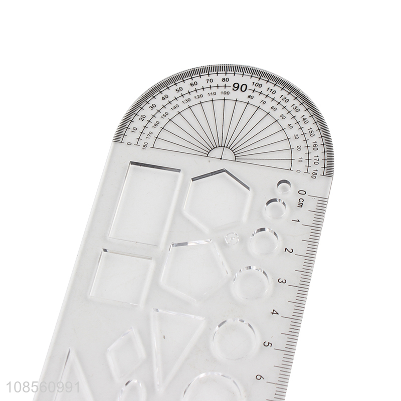 Custom logo 4-piece set plastic ruler set includes protractor