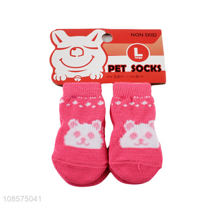 Wholesale non-skid pet socks breathable knitted dog socks