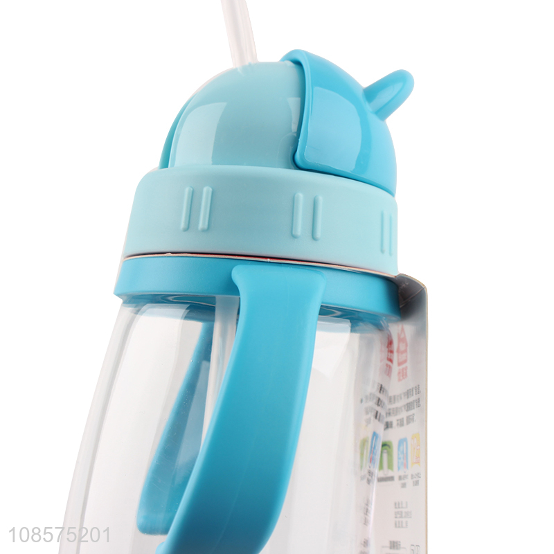 Wholesale 370ml plastic water bottle with straw for kids