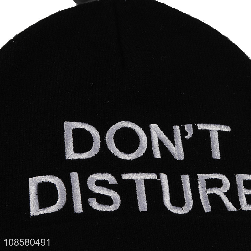 Factory supply embroidered knitted beanie hat for men women