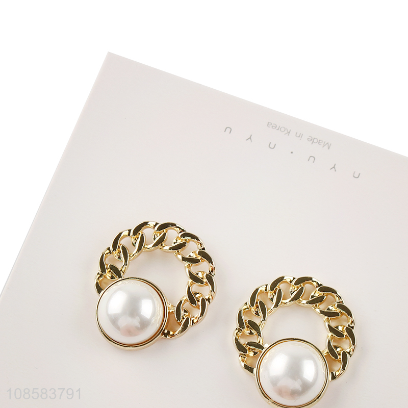 Popular products round ladies pearl earrings ear studs for sale