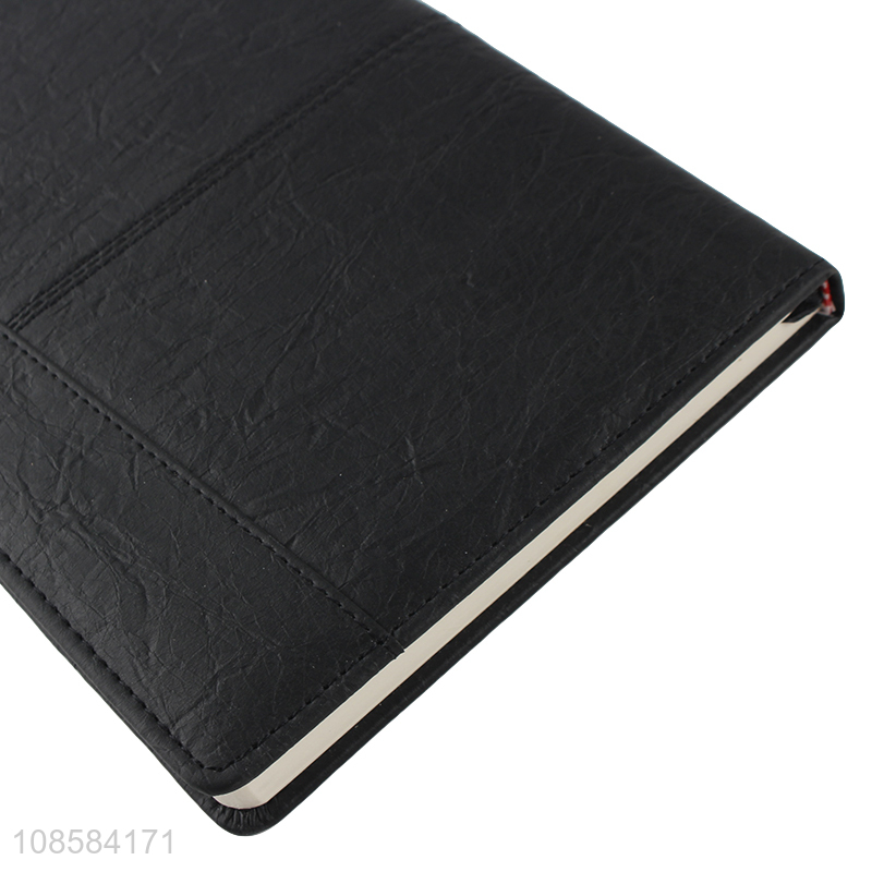 Online wholesale pu leather black notebook for school and office