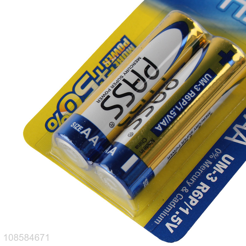 Bottom price 2 pieces 1.5V AA carbon-zinc batteries