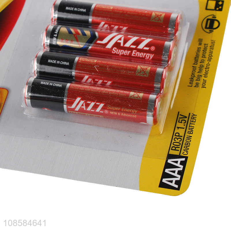 Wholesale cheap 4 pieces 1.5V AAA carbon-zinc batteries