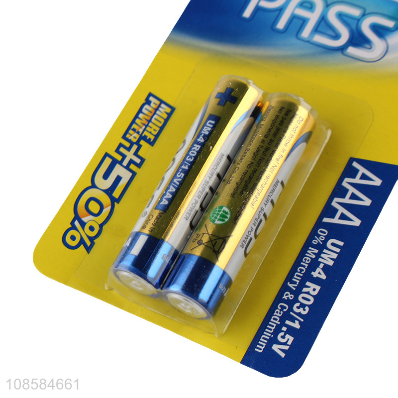 Popular products 2 pieces 1.5V AAA carbon-zinc batteries