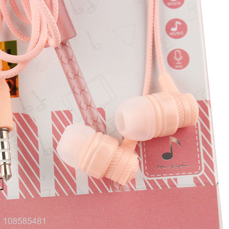 Yiwu market pink stereo sound wired earphones headphones