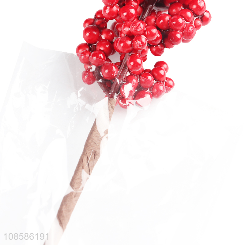 China products natural artificial red berries branch picks