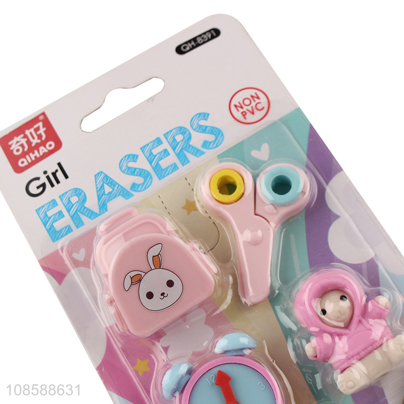 Hot selling cartoon stationery eraser set for students