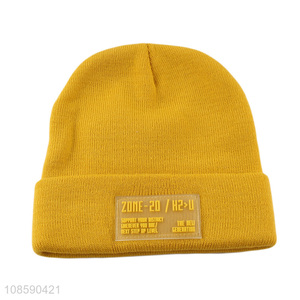 Wholesale trendy winter knitted cuffed beanies for men women