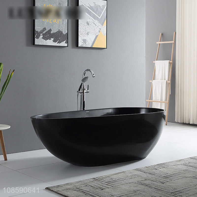 New product black artificial stone solid surface freestanding bathtub