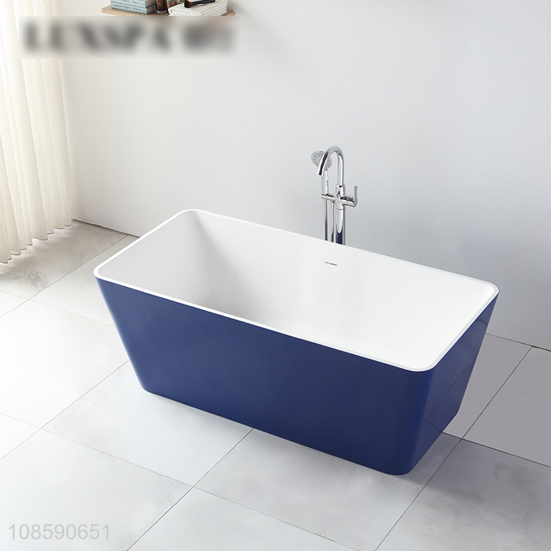 New design blue freestanding artificial stone bathtub adult bathtub