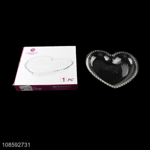 Wholesale clear heart shaped glass fruit plate dessert plate