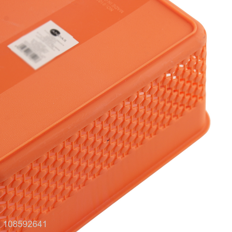 Hot sale multi-purpose hollowed-out plastic storage basket with lid