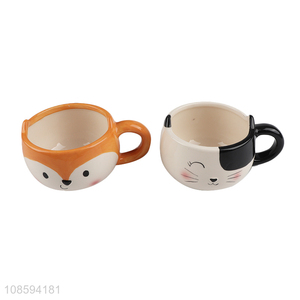 Wholesale cartoon animal shaped ceramic coffee mug drinking cup