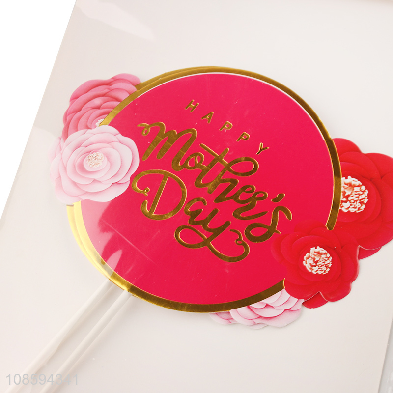 Low price round cake decoration happy mother's day cake topper