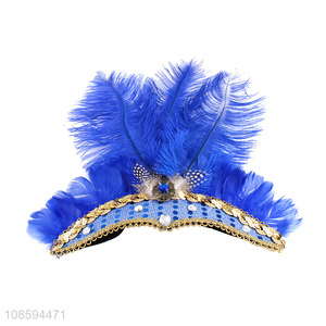 Factory price blue party supplies feather headdress for sale