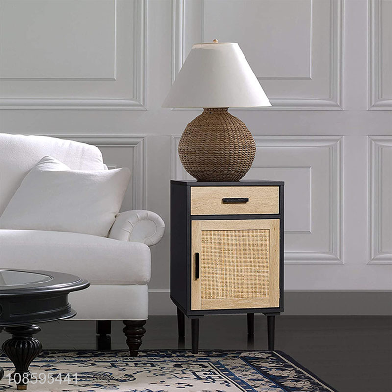 Hot selling bedroom furniture rattan bedside table storage cabinet