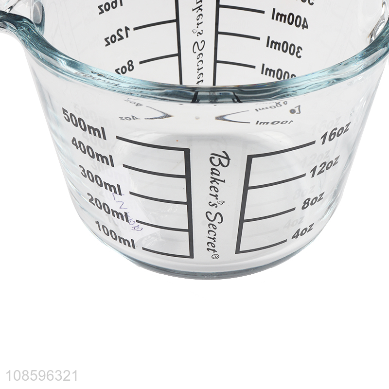 Wholesale heat resistant glass measuring cup with handle and lid