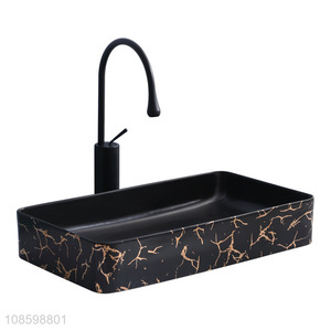 Wholesale luxury marble ceramic bathroom sink with roating faucet