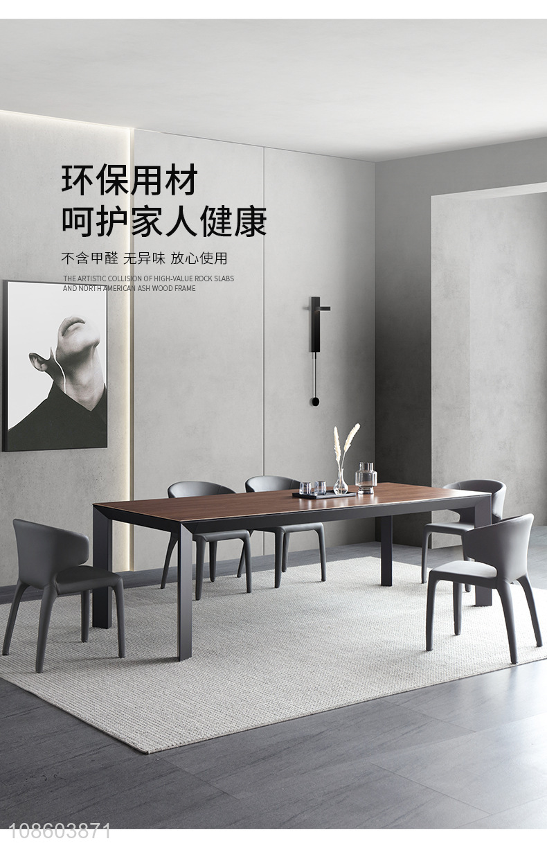 New arrival modern style rock slab rectangle dining table for home