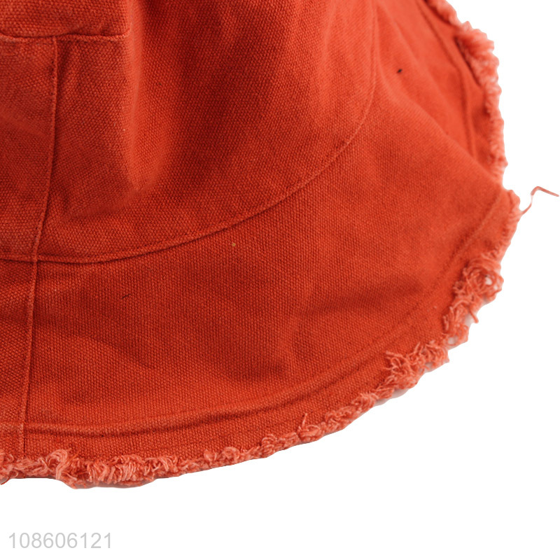 New product plain color unisex wide brimmed fringed bucket hat sunhat