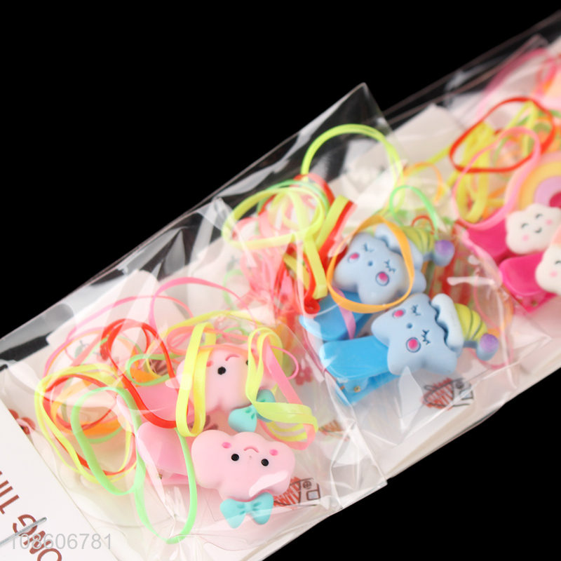 Hot selling children colourful hair ring hair rope hair clips set