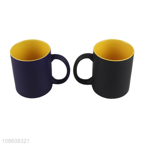 High quality matte two-tone ceramic milk mug tea cup with handle