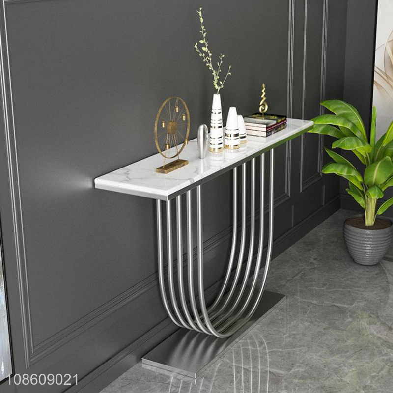 New product modern marble top entryway table with metal frame