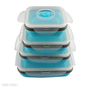 New product eco-friendly collapsible silicone food crisper lunch box