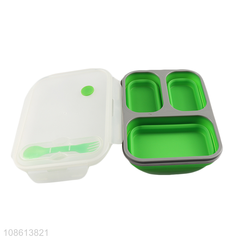 Wholesale bpa free collapsible silicone lunch box leakproof food crisper