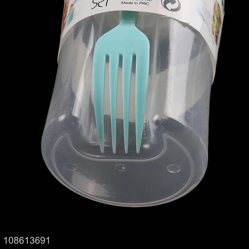 Good price bpa free food grade plastic salad shaker bottle with fork