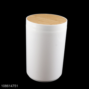 Good selling plastic mini waste bin with bamboo lid