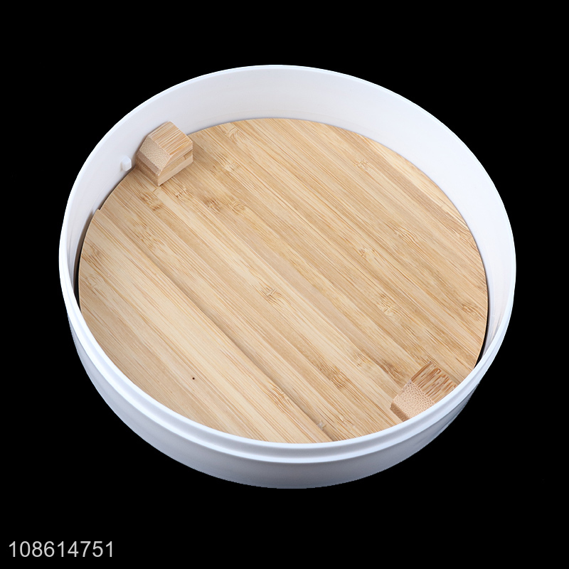 Good selling plastic mini waste bin with bamboo lid