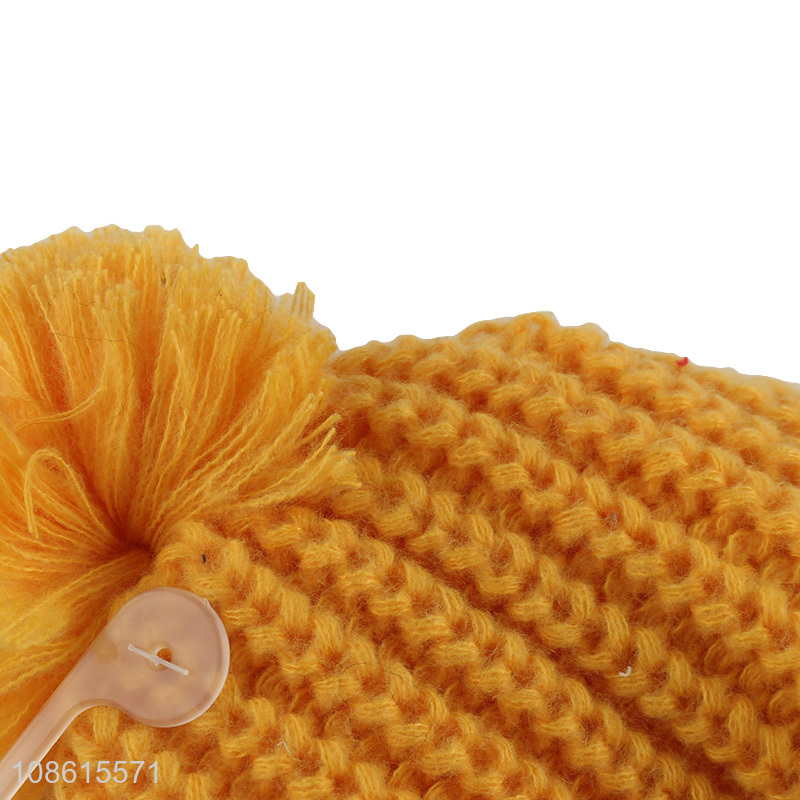 Factory price yellow women winter earmuffs hat knitted hat