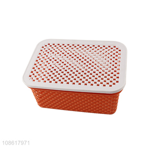 Top sale hollow plastic storage basket with lid