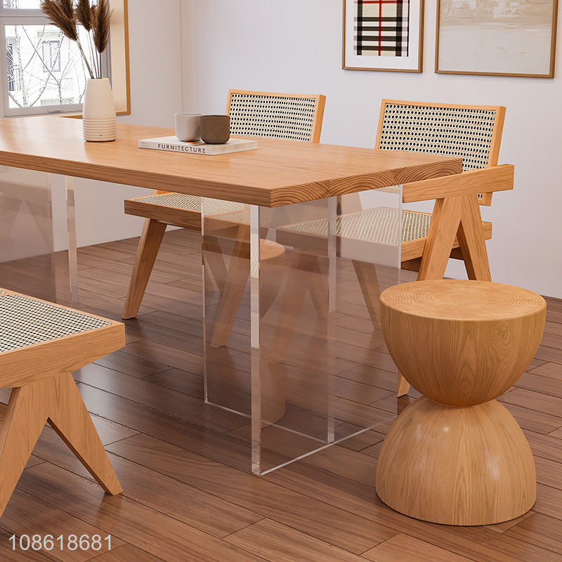 New product modern solid wood dining table with acrylic design legs