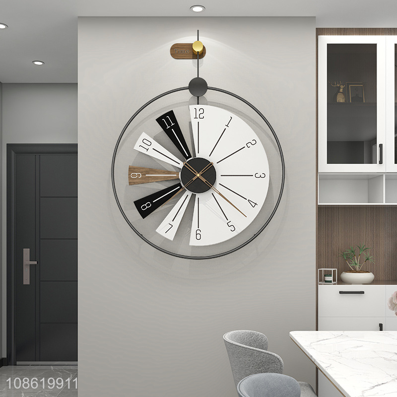 High quality modern luxury big metal art wall clock for bar cafe