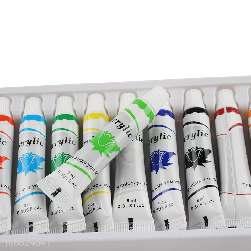 High quality 12pcs 9ml non-toxic acrylic paints for student kids