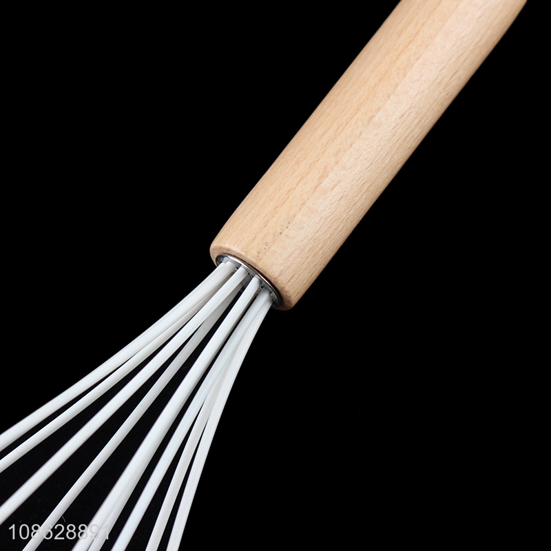 Good quality food grade silicone egg whisk with wooden handle