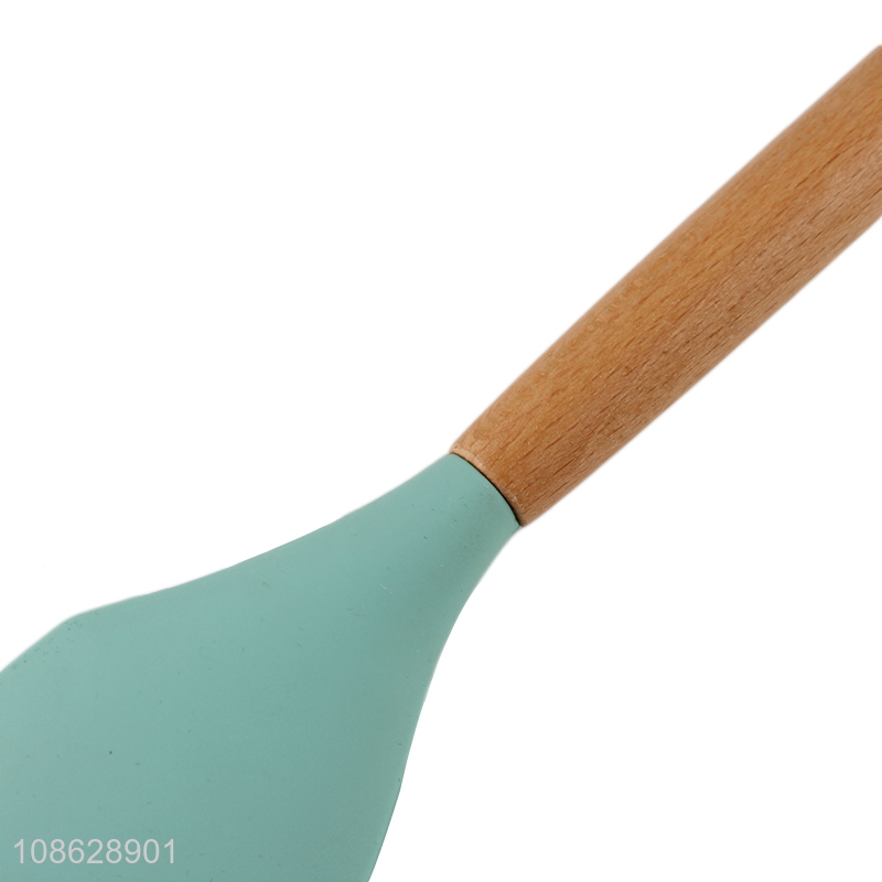 Good quality heat resistant silicone scraper spatula with wooden handle