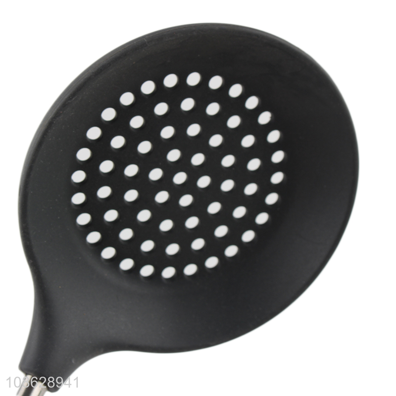 Factory wholesale silicone slotted ladle with stainless steel handle