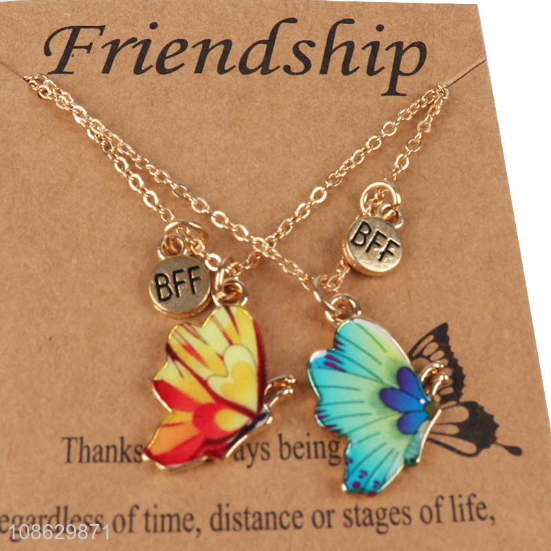 Popular products creative butterfly pendant alloy couple friendship necklace