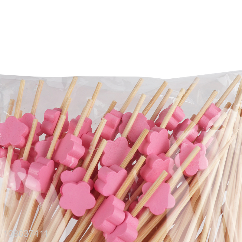 Factory supply 50pcs fancy bamboo fruit picks cocktail skewers